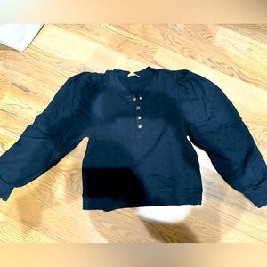 Ulla Johnson Navy Puff Sleeve Sweatshirt Sz XL